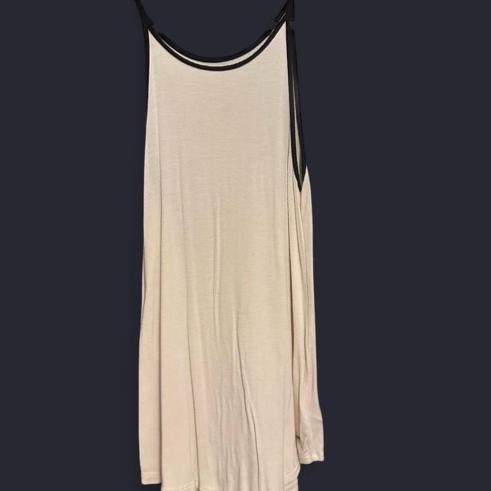 American Eagle Outfitters Cream Tank with Black Trim